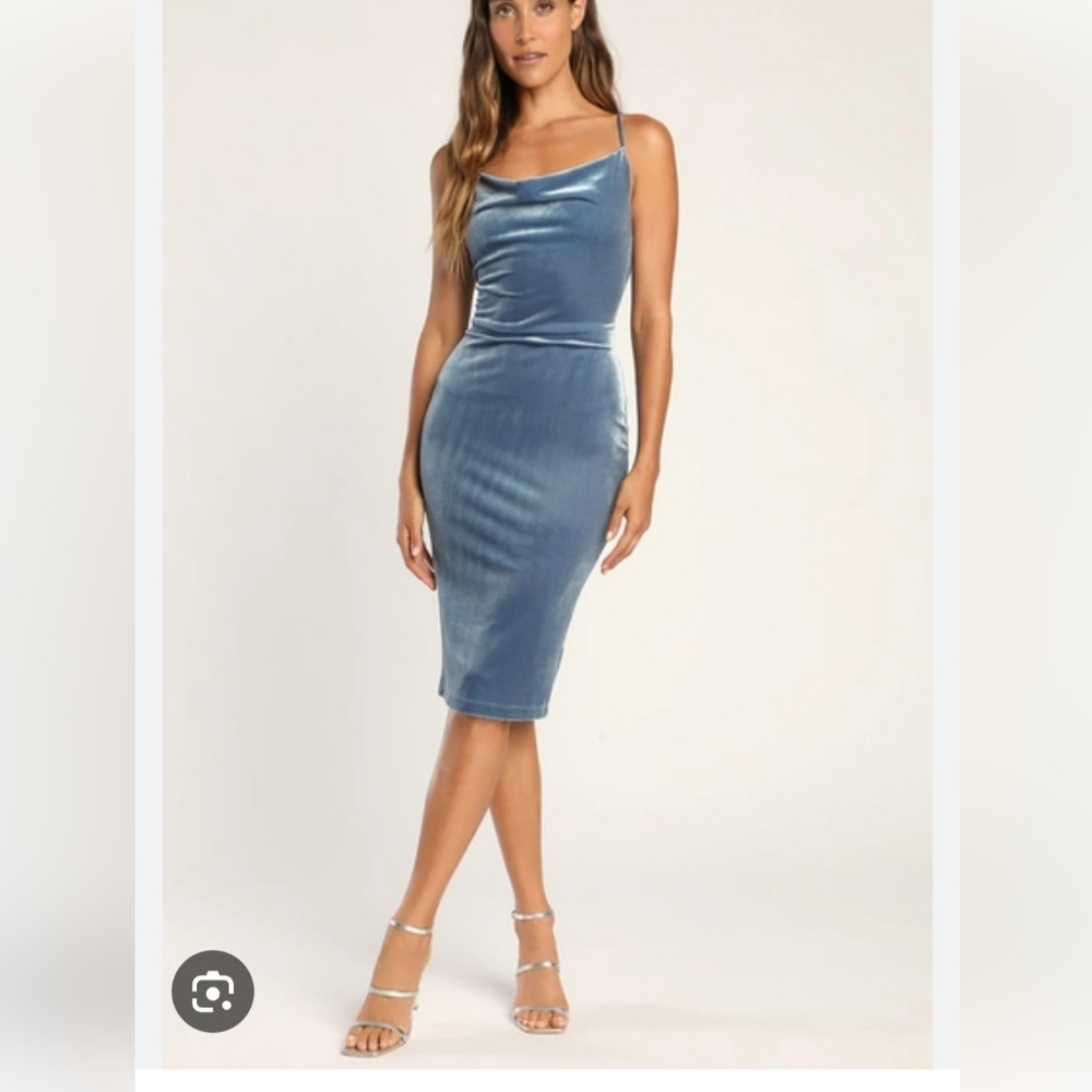 Blue Velvet Bodycon Dress